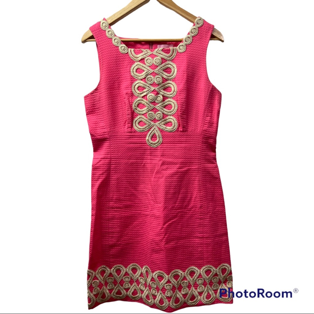Lilly Pulitzer Pink Adelson Shift Gold Lace
Short Casual Dress size 8